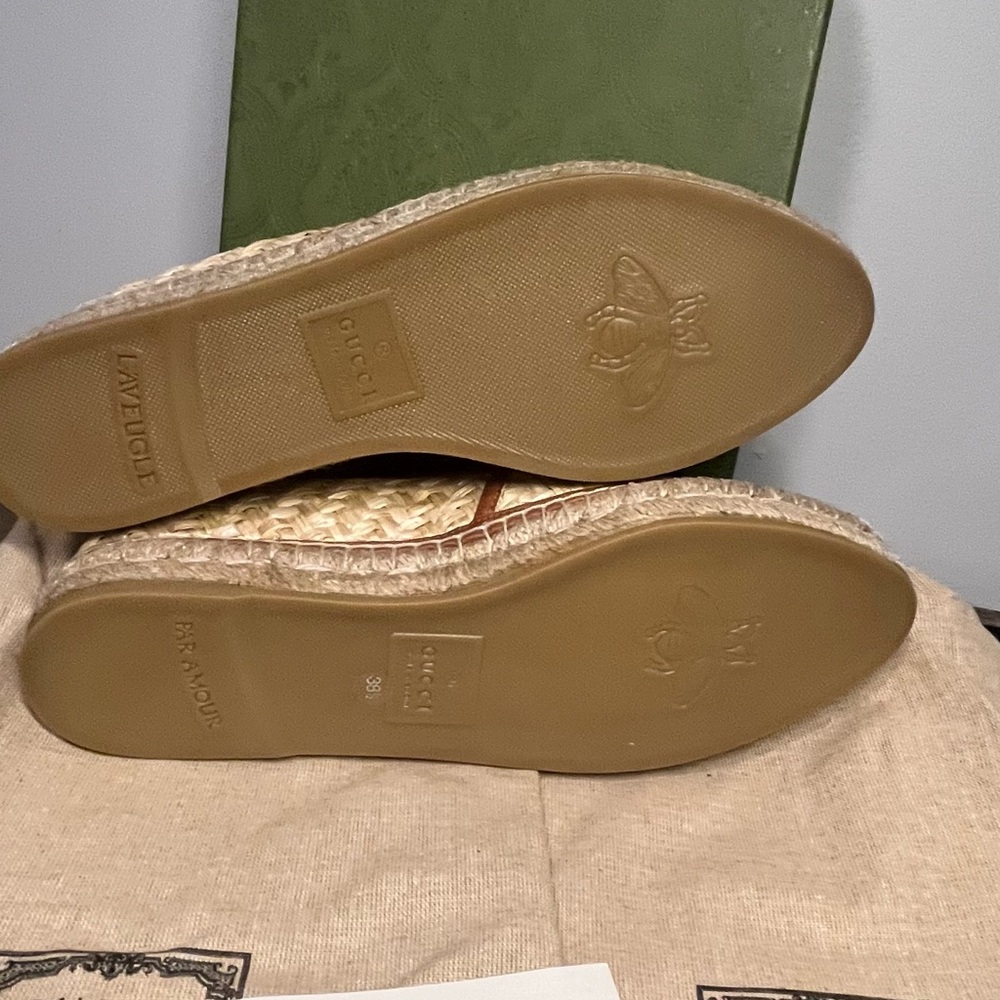 Gucci Adela GG Raffia Espadrille size 38.5 - Picture 9 of 14